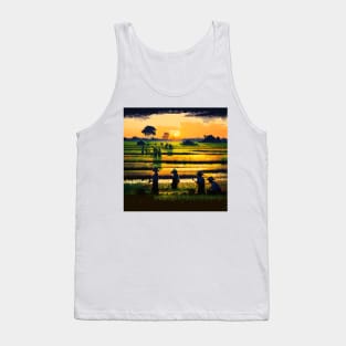 [AI Art] Sunset field workers Tank Top